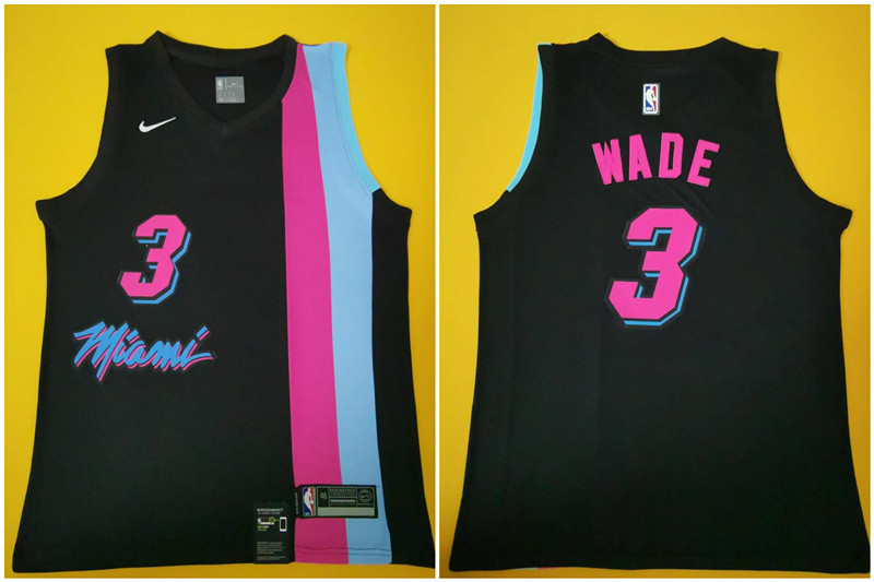 Cheap Custom Men Miami Heat 3 Dwyane Wade Black Nike Swingman NBA Jersey